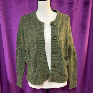 Madewell Green Textured Cardigan Sweater